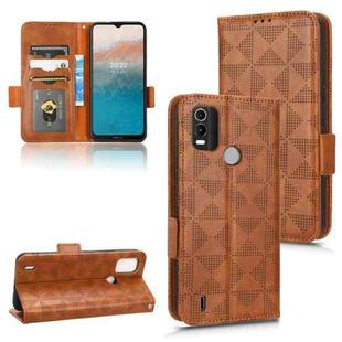 For Nokia C21 Plus Symmetrical Triangle Leather Phone Case(Brown)