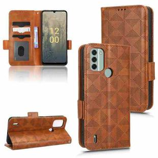 For Nokia C31 Symmetrical Triangle Leather Phone Case(Brown)