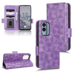 For Nokia X30 5G Symmetrical Triangle Leather Phone Case(Purple)