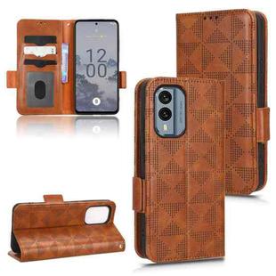 For Nokia X30 5G Symmetrical Triangle Leather Phone Case(Brown)