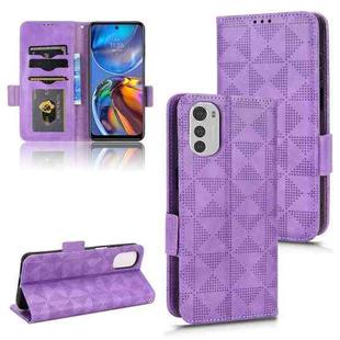 For Motorola Moto E32 4G Symmetrical Triangle Leather Phone Case(Purple)