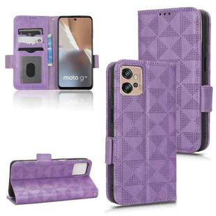 For Motorola Moto G32 Symmetrical Triangle Leather Phone Case(Purple)
