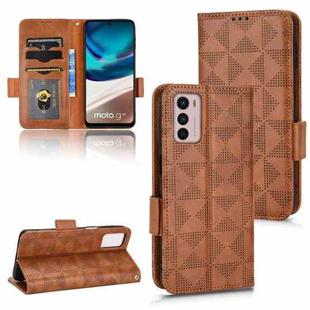 For Motorola Moto G42 Symmetrical Triangle Leather Phone Case(Brown)