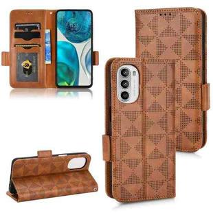 For Motorola Moto G52 4G Symmetrical Triangle Leather Phone Case(Brown)