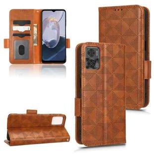 For Motorola Moto E22 4G / E22i 4G Symmetrical Triangle Leather Phone Case(Brown)