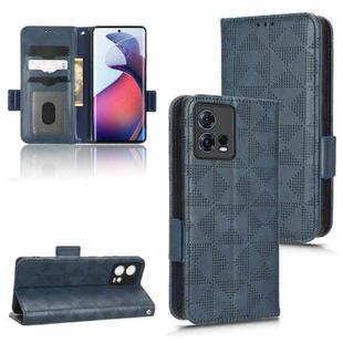 For Motorola Edge 30 Fusion Symmetrical Triangle Leather Phone Case(Blue)