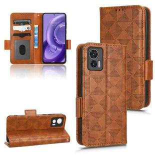 For Motorola Edge 30 Lite Symmetrical Triangle Leather Phone Case(Brown)