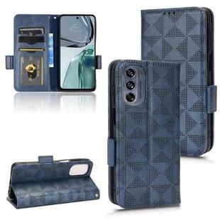 For Motorola Moto G62 Symmetrical Triangle Leather Phone Case(Blue)