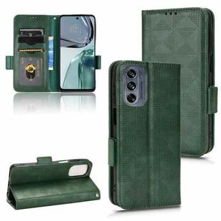 For Motorola Moto G62 Symmetrical Triangle Leather Phone Case(Green)