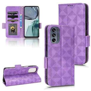 For Motorola Moto G62 Symmetrical Triangle Leather Phone Case(Purple)