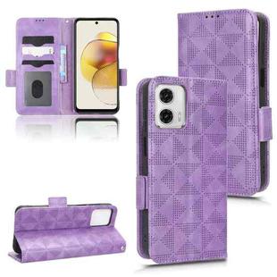 For Motorola Moto G73 5G Symmetrical Triangle Leather Phone Case(Purple)