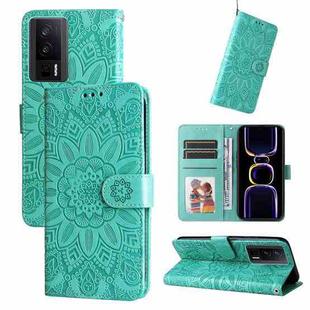 For Xiaomi Redmi K60/K60 Pro Embossed Sunflower Leather Phone Case(Green)
