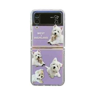 For Samsung Galaxy Z Flip3 5G Painted Corgi Pattern Protective Phone Case(Purple)