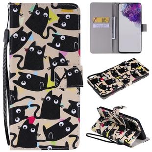 For Galaxy S20 Ultra Painting Horizontal Flip Leather Case with Holder & Card Slot & Lanyard(Cat)