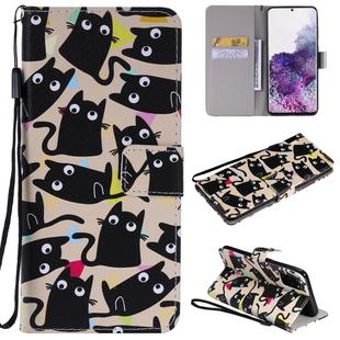 For Galaxy S20+ Painting Horizontal Flip Leather Case with Holder & Card Slot & Lanyard(Cat)