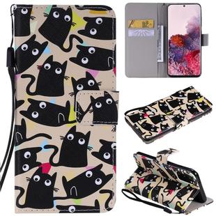 For Galaxy S20 Painting Horizontal Flip Leather Case with Holder & Card Slot & Lanyard(Cat)