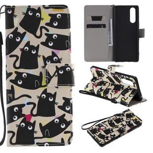 For Sony XZ5 Painting Horizontal Flip Leather Case with Holder & Card Slot & Lanyard(Cat)