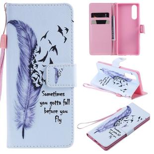 For Sony XZ5 Painting Horizontal Flip Leather Case with Holder & Card Slot & Lanyard(Feather)