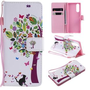 For Sony XZ5 Painting Horizontal Flip Leather Case with Holder & Card Slot & Lanyard(Cat and Tree)