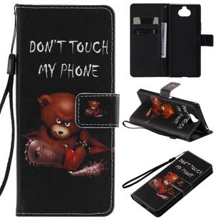 For Sony Xperia 20 Painting Horizontal Flip Leather Case with Holder & Card Slot & Lanyard(Bear)