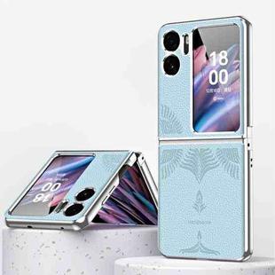 For OPPO Find N2 Flip Litchi Pattern Electroplating Frame Embossed Phone Case(Blue)