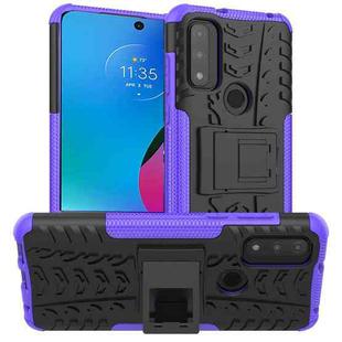 For Motorola Moto G Play 2023/G Pure/G Power 2022 Tire Texture TPU + PC Phone Case with Holder(Purple)