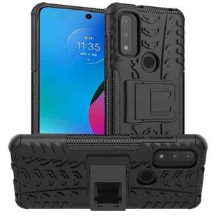 For Motorola Moto G Play 2023/G Pure/G Power 2022 Tire Texture TPU + PC Phone Case with Holder(Black)