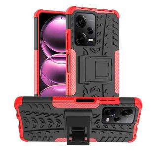 For Xiaomi Redmi Note 12 Pro 5G Tire Texture TPU + PC Phone Case with Holder(Red)