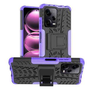 For Xiaomi Redmi Note 12 Pro 5G Tire Texture TPU + PC Phone Case with Holder(Purple)