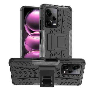 For Xiaomi Redmi Note 12 Pro 5G Tire Texture TPU + PC Phone Case with Holder(Black)