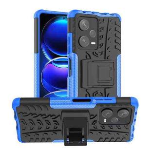 For Xiaomi Redmi Note 12 Pro+ 5G Tire Texture TPU + PC Phone Case with Holder(Blue)