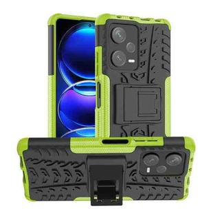 For Xiaomi Redmi Note 12 Pro+ 5G Tire Texture TPU + PC Phone Case with Holder(Green)