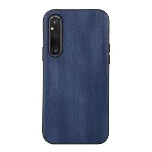 For Sony Xperia 1 V Yellow Cow Texture PU Phone Case(Blue)