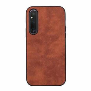 For Sony Xperia 1 V Morocco Texture PU Phone Case(Brown)
