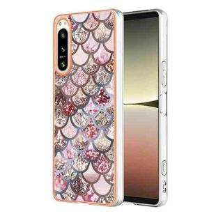 For Sony Xperia 5 IV Electroplating IMD TPU Phone Case(Pink Scales)