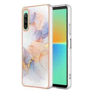 For Sony Xperia 10 IV Electroplating IMD TPU Phone Case(White Marble)