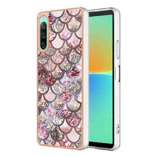 For Sony Xperia 10 IV Electroplating IMD TPU Phone Case(Pink Scales)