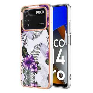 For Xiaomi Poco M4 Pro 4G Electroplating IMD TPU Phone Case(Purple Flower)