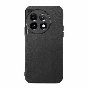 For OnePlus 11 Wood Texture PU Phone Case(Black)
