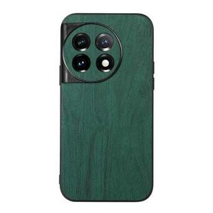 For OnePlus 11 Wood Texture PU Phone Case(Green)