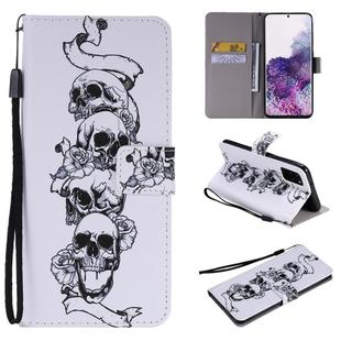 For Galaxy S20+ Painting Horizontal Flip Leather Case with Holder & Card Slot & Lanyard(Skull Bone)