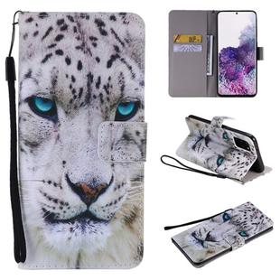 For Galaxy S20+ Painting Horizontal Flip Leather Case with Holder & Card Slot & Lanyard(White Leopard)