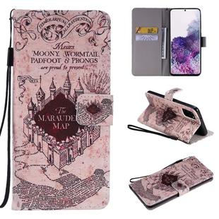 For Galaxy S20+ Painting Horizontal Flip Leather Case with Holder & Card Slot & Lanyard(Castle)