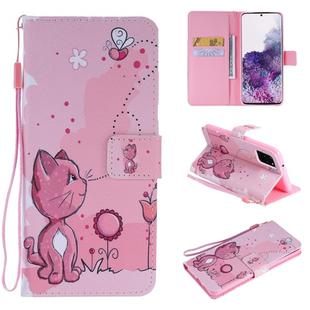 For Galaxy S20+ Painting Horizontal Flip Leather Case with Holder & Card Slot & Lanyard(Cat and Bee)