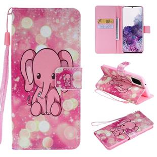 For Galaxy S20+ Painting Horizontal Flip Leather Case with Holder & Card Slot & Lanyard(Pink Elephant)