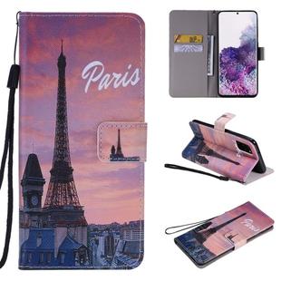 For Galaxy S20+ Painting Horizontal Flip Leather Case with Holder & Card Slot & Lanyard(Eiffel Tower)