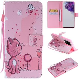 For Galaxy S20 Ultra Painting Horizontal Flip Leather Case with Holder & Card Slot & Lanyard(Cat and Bee)