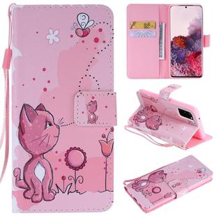 For Galaxy S20 Painting Horizontal Flip Leather Case with Holder & Card Slot & Lanyard(Cat and Bee)