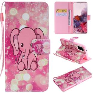 For Galaxy S20 Painting Horizontal Flip Leather Case with Holder & Card Slot & Lanyard(Pink Elephant)