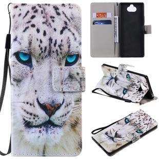 For Sony Xperia 20 Painting Horizontal Flip Leather Case with Holder & Card Slot & Lanyard(White Leopard)